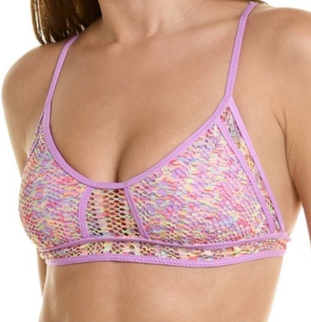 Becca Lavender Ascend Gabriella Crochet Bikini Swim Top L NWT